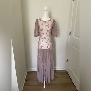 Free People Viola mauve/lavender sheer corset dress